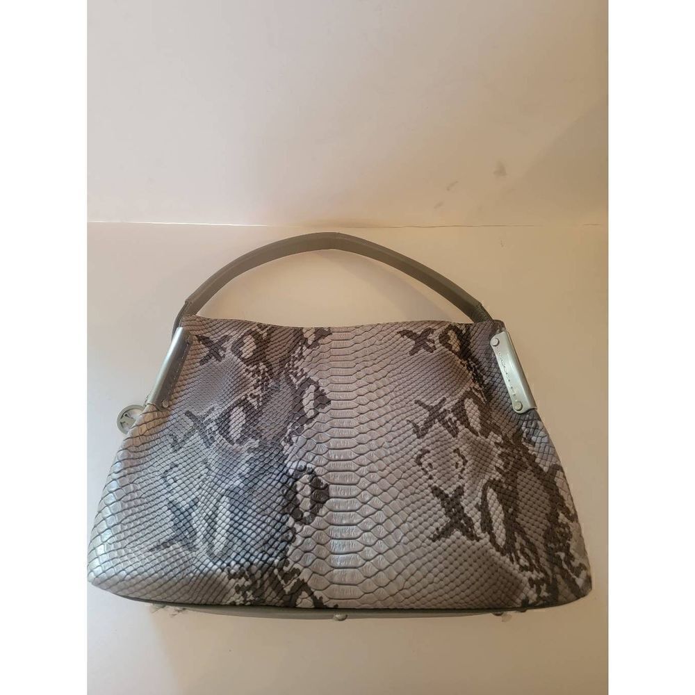 Braun Buffel Germany Women's Taupe Python Print Leather Handbag Size Medium